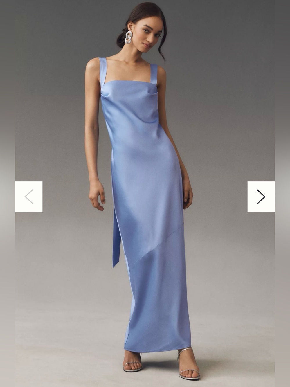 Elegant Satin Slip Maxi Dress in Periwinkle